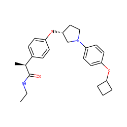 CCNC(=O)[C@@H](C)c1ccc(O[C@@H]2CCN(c3ccc(OC4CCC4)cc3)C2)cc1 ZINC000219219319