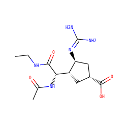 CCNC(=O)[C@@H](NC(C)=O)[C@H]1C[C@@H](C(=O)O)C[C@@H]1N=C(N)N ZINC000013560186