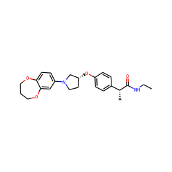 CCNC(=O)[C@H](C)c1ccc(O[C@@H]2CCN(c3ccc4c(c3)OCCCO4)C2)cc1 ZINC001772637152