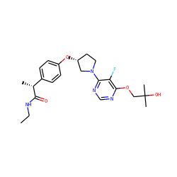 CCNC(=O)[C@H](C)c1ccc(O[C@@H]2CCN(c3ncnc(OCC(C)(C)O)c3F)C2)cc1 ZINC001772601325