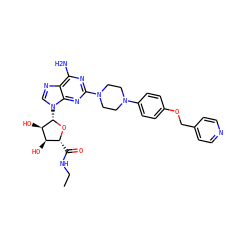 CCNC(=O)[C@H]1O[C@@H](n2cnc3c(N)nc(N4CCN(c5ccc(OCc6ccncc6)cc5)CC4)nc32)[C@H](O)[C@@H]1O ZINC000299861176