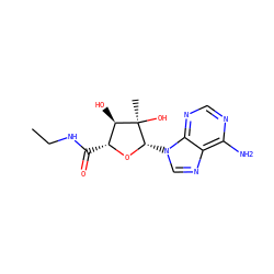 CCNC(=O)[C@H]1O[C@@H](n2cnc3c(N)ncnc32)[C@](C)(O)[C@@H]1O ZINC000013610762