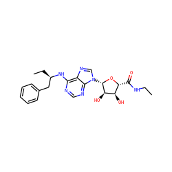 CCNC(=O)[C@H]1O[C@@H](n2cnc3c(N[C@H](CC)Cc4ccccc4)ncnc32)[C@H](O)[C@@H]1O ZINC000049113116