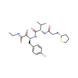 CCNC(=O)C(=O)[C@H](Cc1ccc(Cl)cc1)NC(=O)[C@@H](NC(=O)CC[C@@H]1CCCS1)C(C)C ZINC000028562807