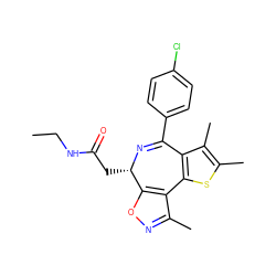 CCNC(=O)C[C@@H]1N=C(c2ccc(Cl)cc2)c2c(sc(C)c2C)-c2c(C)noc21 ZINC000096284466