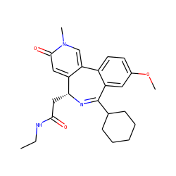 CCNC(=O)C[C@H]1N=C(C2CCCCC2)c2cc(OC)ccc2-c2cn(C)c(=O)cc21 ZINC001772637074