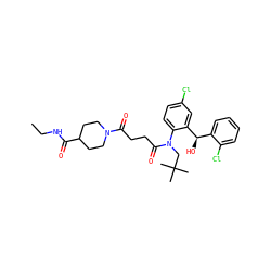 CCNC(=O)C1CCN(C(=O)CCC(=O)N(CC(C)(C)C)c2ccc(Cl)cc2[C@H](O)c2ccccc2Cl)CC1 ZINC000066066544