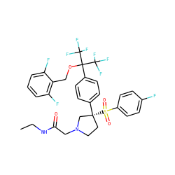 CCNC(=O)CN1CC[C@@](c2ccc(C(OCc3c(F)cccc3F)(C(F)(F)F)C(F)(F)F)cc2)(S(=O)(=O)c2ccc(F)cc2)C1 ZINC001772632509