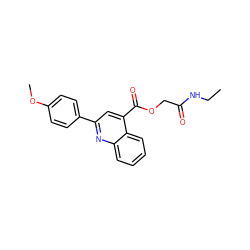 CCNC(=O)COC(=O)c1cc(-c2ccc(OC)cc2)nc2ccccc12 ZINC000002628884