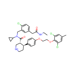 CCNC(=O)Cc1ccc(Cl)c(CN(C(=O)[C@H]2CNCC[C@@H]2c2ccc(OCCOc3c(Cl)cc(C)cc3Cl)cc2)C2CC2)c1 ZINC000072147663