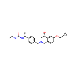 CCNC(=O)N[C@@H](C)c1ccc(CN2Cc3ccc(OCC4CC4)cc3[C@H](O)C2)cc1 ZINC001772636600