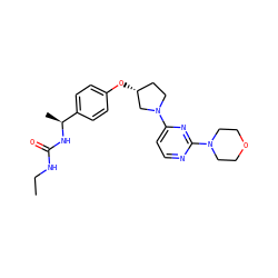 CCNC(=O)N[C@@H](C)c1ccc(O[C@@H]2CCN(c3ccnc(N4CCOCC4)n3)C2)cc1 ZINC000261105029