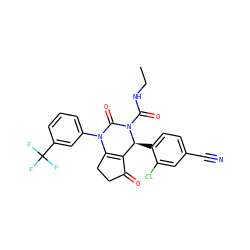 CCNC(=O)N1C(=O)N(c2cccc(C(F)(F)F)c2)C2=C(C(=O)CC2)[C@@H]1c1ccc(C#N)cc1Cl ZINC001772651907