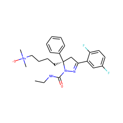 CCNC(=O)N1N=C(c2cc(F)ccc2F)C[C@]1(CCCC[N+](C)(C)[O-])c1ccccc1 ZINC000036184672