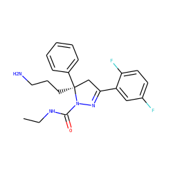 CCNC(=O)N1N=C(c2cc(F)ccc2F)C[C@]1(CCCN)c1ccccc1 ZINC000036184658