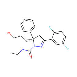 CCNC(=O)N1N=C(c2cc(F)ccc2F)C[C@]1(CCCO)c1ccccc1 ZINC000036184674