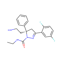 CCNC(=O)N1N=C(c2cc(F)ccc2F)C[C@]1(CCN)c1ccccc1 ZINC000036184678