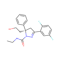 CCNC(=O)N1N=C(c2cc(F)ccc2F)C[C@]1(CCO)c1ccccc1 ZINC000036184680