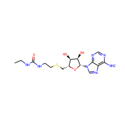 CCNC(=O)NCCSC[C@H]1O[C@@H](n2cnc3c(N)ncnc32)[C@H](O)[C@@H]1O ZINC000473112262