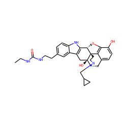 CCNC(=O)NCCc1ccc2[nH]c3c(c2c1)C[C@@]1(O)[C@H]2Cc4ccc(O)c5c4[C@@]1(CCN2CC1CC1)[C@H]3O5 ZINC000026944413