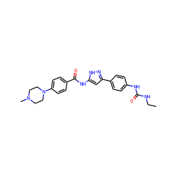CCNC(=O)Nc1ccc(-c2cc(NC(=O)c3ccc(N4CCN(C)CC4)cc3)[nH]n2)cc1 ZINC000096270640