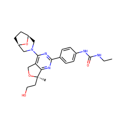 CCNC(=O)Nc1ccc(-c2nc(N3C[C@@H]4CC[C@H](C3)O4)c3c(n2)[C@@](C)(CCO)OC3)cc1 ZINC000071317912