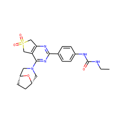 CCNC(=O)Nc1ccc(-c2nc3c(c(N4C[C@@H]5CC[C@H](C4)O5)n2)CS(=O)(=O)C3)cc1 ZINC000084653885