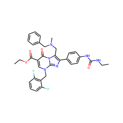 CCNC(=O)Nc1ccc(-c2nc3n(Cc4c(F)cccc4F)cc(C(=O)OCC)c(=O)n3c2CN(C)Cc2ccccc2)cc1 ZINC000053093632