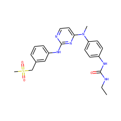 CCNC(=O)Nc1ccc(N(C)c2ccnc(Nc3cccc(CS(C)(=O)=O)c3)n2)cc1 ZINC000014945151