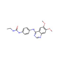 CCNC(=O)Nc1ccc(Nc2ncnc3cc(OC)c(OC)cc23)cc1 ZINC000084633133