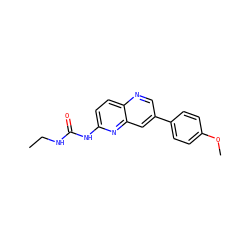 CCNC(=O)Nc1ccc2ncc(-c3ccc(OC)cc3)cc2n1 ZINC000072316160