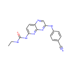 CCNC(=O)Nc1ccc2ncc(Nc3ccc(C#N)cc3)nc2n1 ZINC000165060869