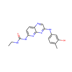 CCNC(=O)Nc1ccc2ncc(Nc3ccc(C)c(O)c3)nc2n1 ZINC000169711840