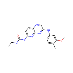 CCNC(=O)Nc1ccc2ncc(Nc3ccc(C)c(OC)c3)nc2n1 ZINC000169711823