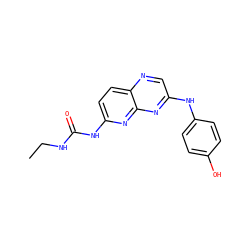 CCNC(=O)Nc1ccc2ncc(Nc3ccc(O)cc3)nc2n1 ZINC000149321706