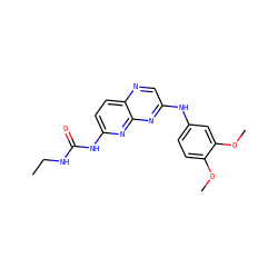 CCNC(=O)Nc1ccc2ncc(Nc3ccc(OC)c(OC)c3)nc2n1 ZINC000169711839