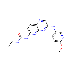 CCNC(=O)Nc1ccc2ncc(Nc3ccc(OC)nc3)nc2n1 ZINC000169711841