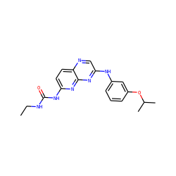 CCNC(=O)Nc1ccc2ncc(Nc3cccc(OC(C)C)c3)nc2n1 ZINC000169711833