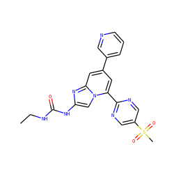 CCNC(=O)Nc1cn2c(-c3ncc(S(C)(=O)=O)cn3)cc(-c3cccnc3)cc2n1 ZINC000045254954