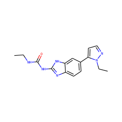 CCNC(=O)Nc1nc2ccc(-c3ccnn3CC)cc2[nH]1 ZINC000095601109