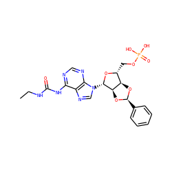 CCNC(=O)Nc1ncnc2c1ncn2[C@@H]1O[C@H](COP(=O)(O)O)[C@H]2O[C@@H](c3ccccc3)O[C@H]21 ZINC000029135036