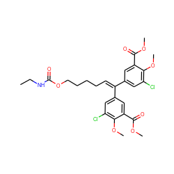 CCNC(=O)OCCCCC=C(c1cc(Cl)c(OC)c(C(=O)OC)c1)c1cc(Cl)c(OC)c(C(=O)OC)c1 ZINC000006002889