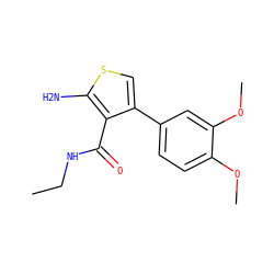 CCNC(=O)c1c(-c2ccc(OC)c(OC)c2)csc1N ZINC000103147453
