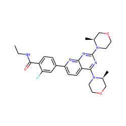 CCNC(=O)c1ccc(-c2ccc3c(N4CCOC[C@@H]4C)nc(N4CCOC[C@@H]4C)nc3n2)cc1F ZINC000169009225