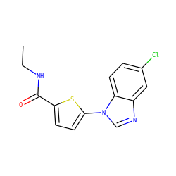 CCNC(=O)c1ccc(-n2cnc3cc(Cl)ccc32)s1 ZINC000169701601
