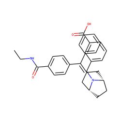 CCNC(=O)c1ccc(C(=C2C[C@@H]3CC[C@H](C2)N3Cc2cccc(C(=O)O)c2)c2ccccc2)cc1 ZINC000028396506