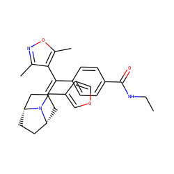 CCNC(=O)c1ccc(C(=C2C[C@@H]3CC[C@H](C2)N3Cc2ccoc2)c2c(C)noc2C)cc1 ZINC000028371767