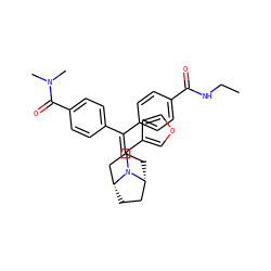 CCNC(=O)c1ccc(C(=C2C[C@@H]3CC[C@H](C2)N3Cc2ccoc2)c2ccc(C(=O)N(C)C)cc2)cc1 ZINC000028456602