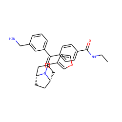 CCNC(=O)c1ccc(C(=C2C[C@@H]3CC[C@H](C2)N3Cc2ccoc2)c2cccc(CN)c2)cc1 ZINC000028397910