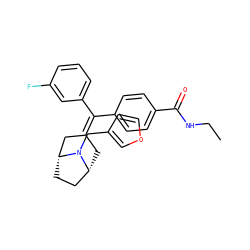 CCNC(=O)c1ccc(C(=C2C[C@@H]3CC[C@H](C2)N3Cc2ccoc2)c2cccc(F)c2)cc1 ZINC000028394796